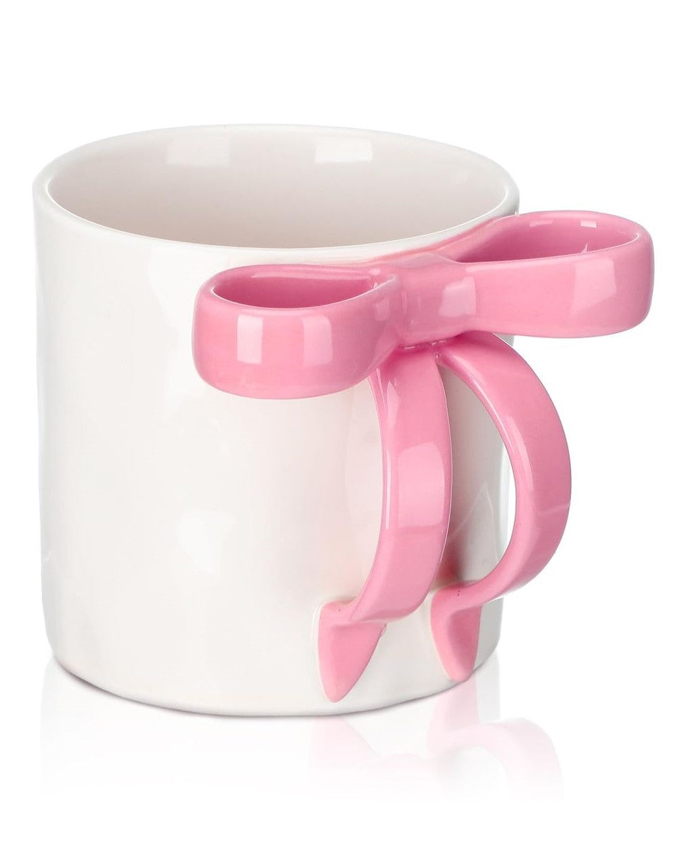 Mug Pink Sculptural Bow Handle