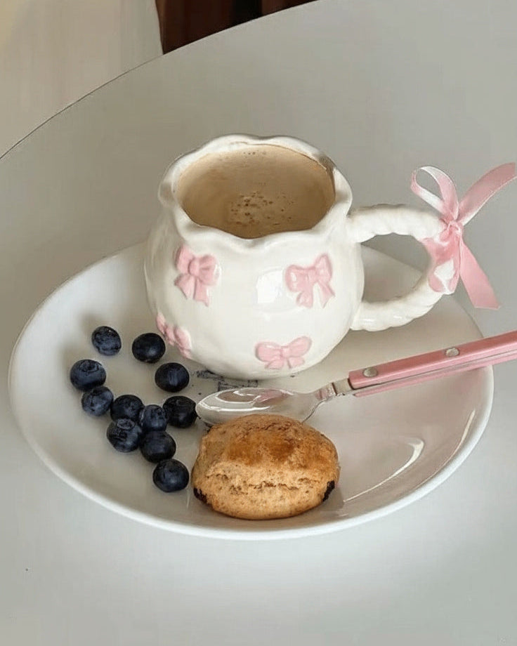 Ceramic Mug Pink Bows Accents