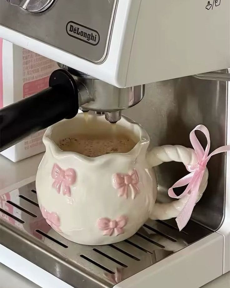 Ceramic Mug Pink Bows Accents