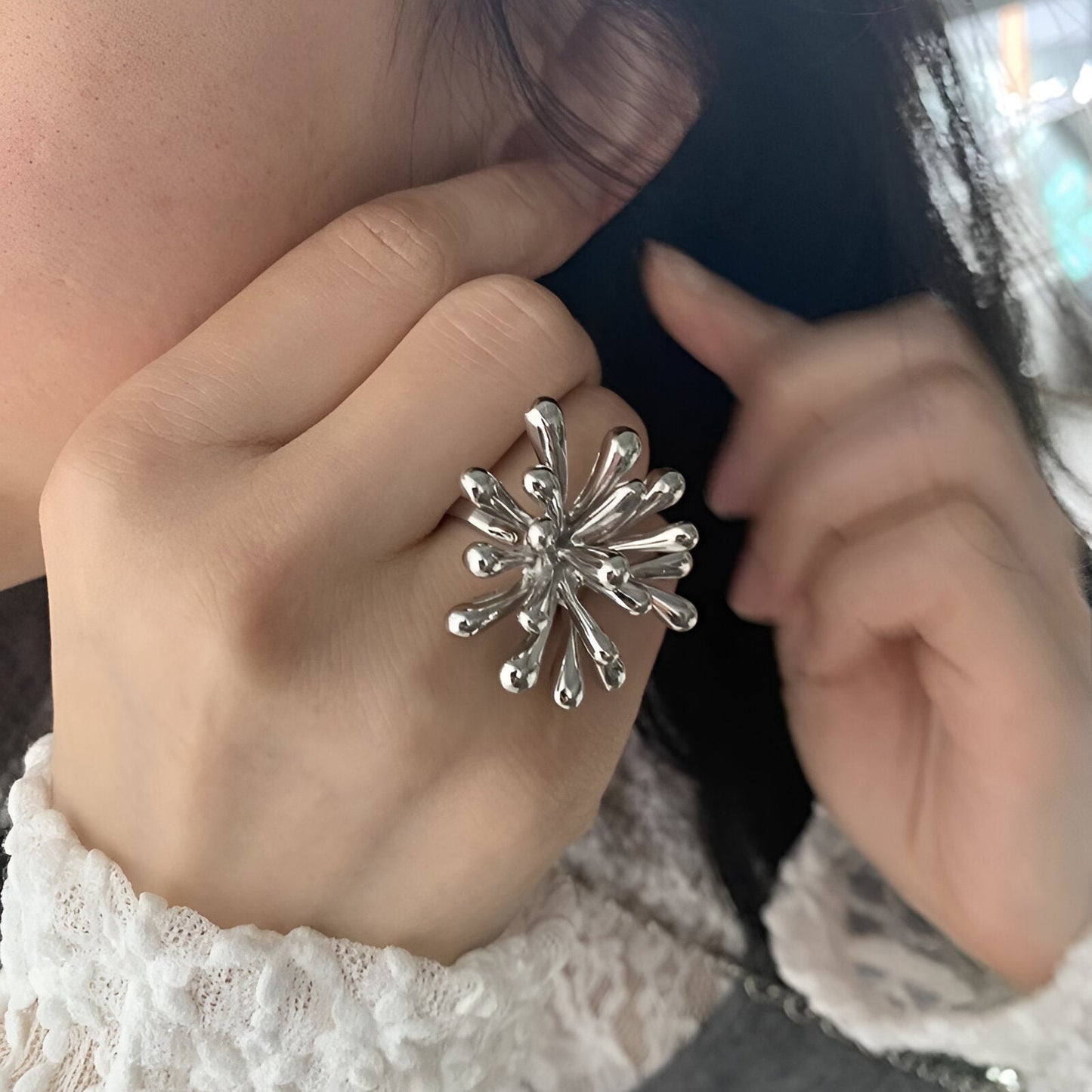 Flower Splash Statement Ring