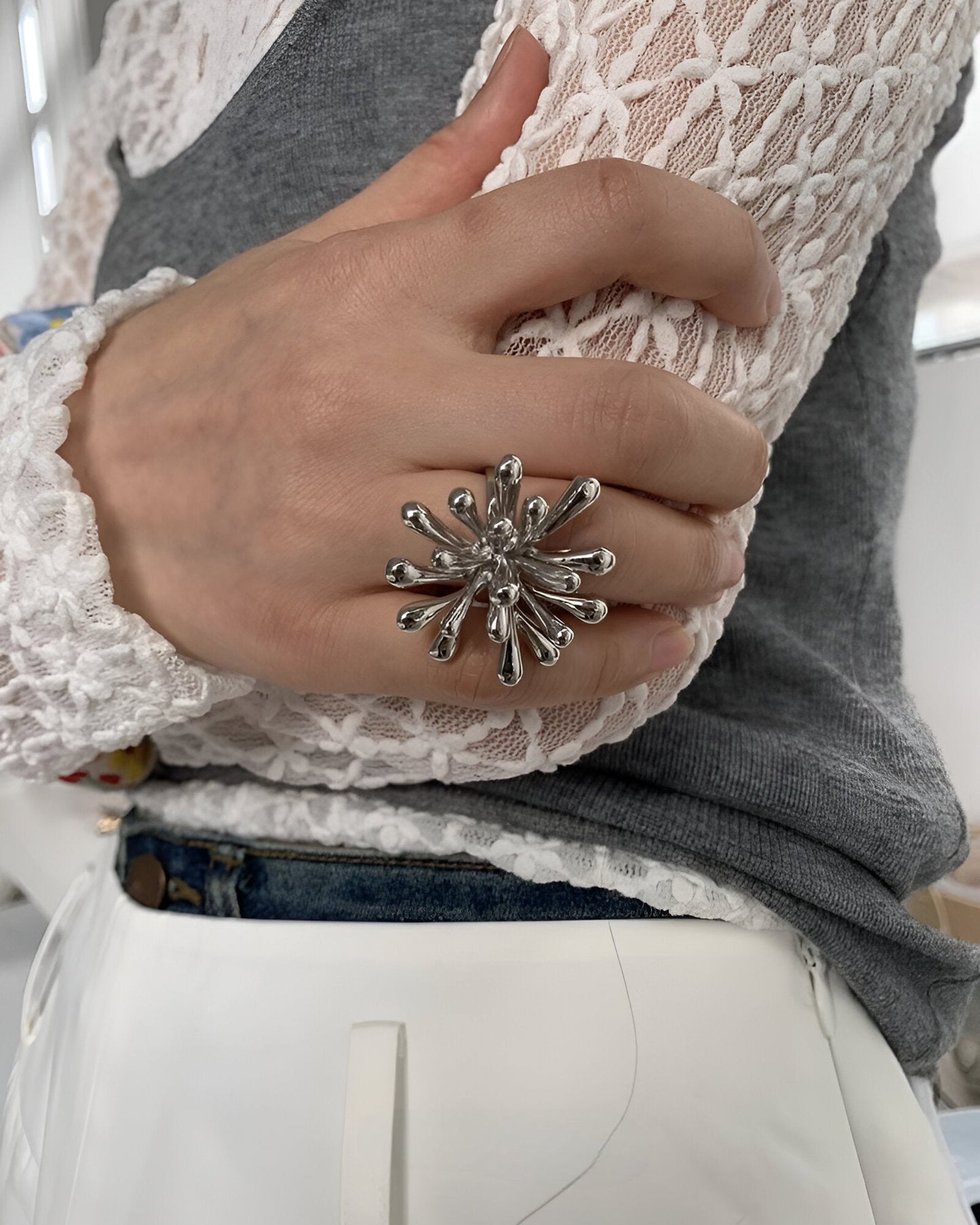 Flower Splash Statement Ring