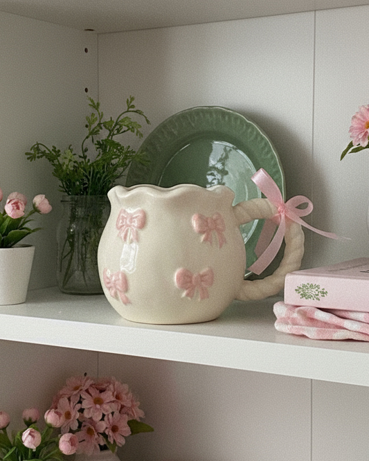 Ceramic Mug Pink Bows Accents
