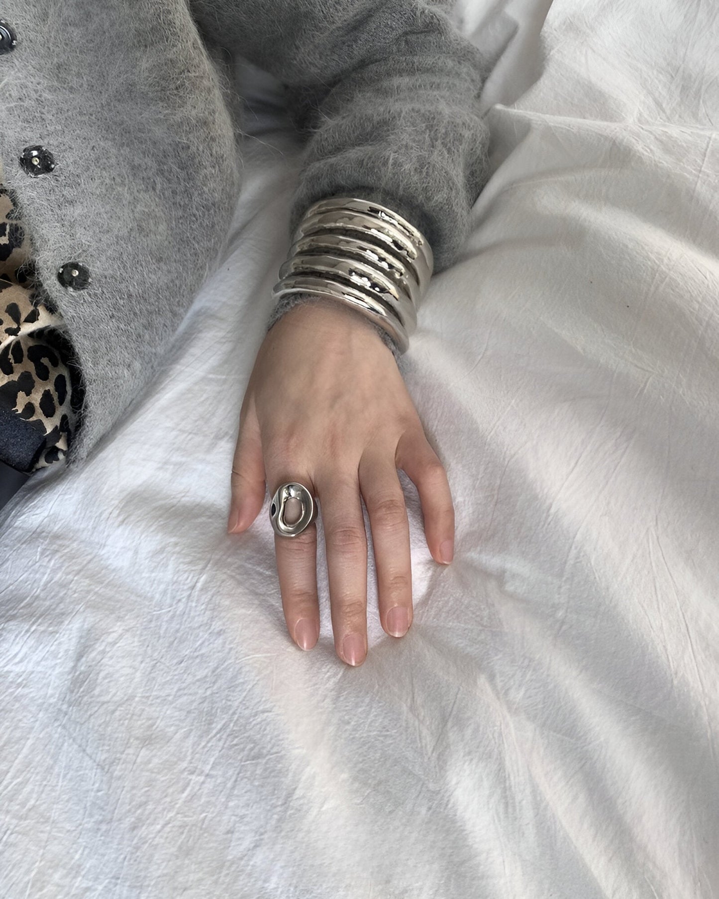 Chunky Rippled Metal Cuff Bracelet