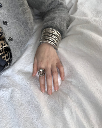 Chunky Rippled Metal Cuff Bracelet