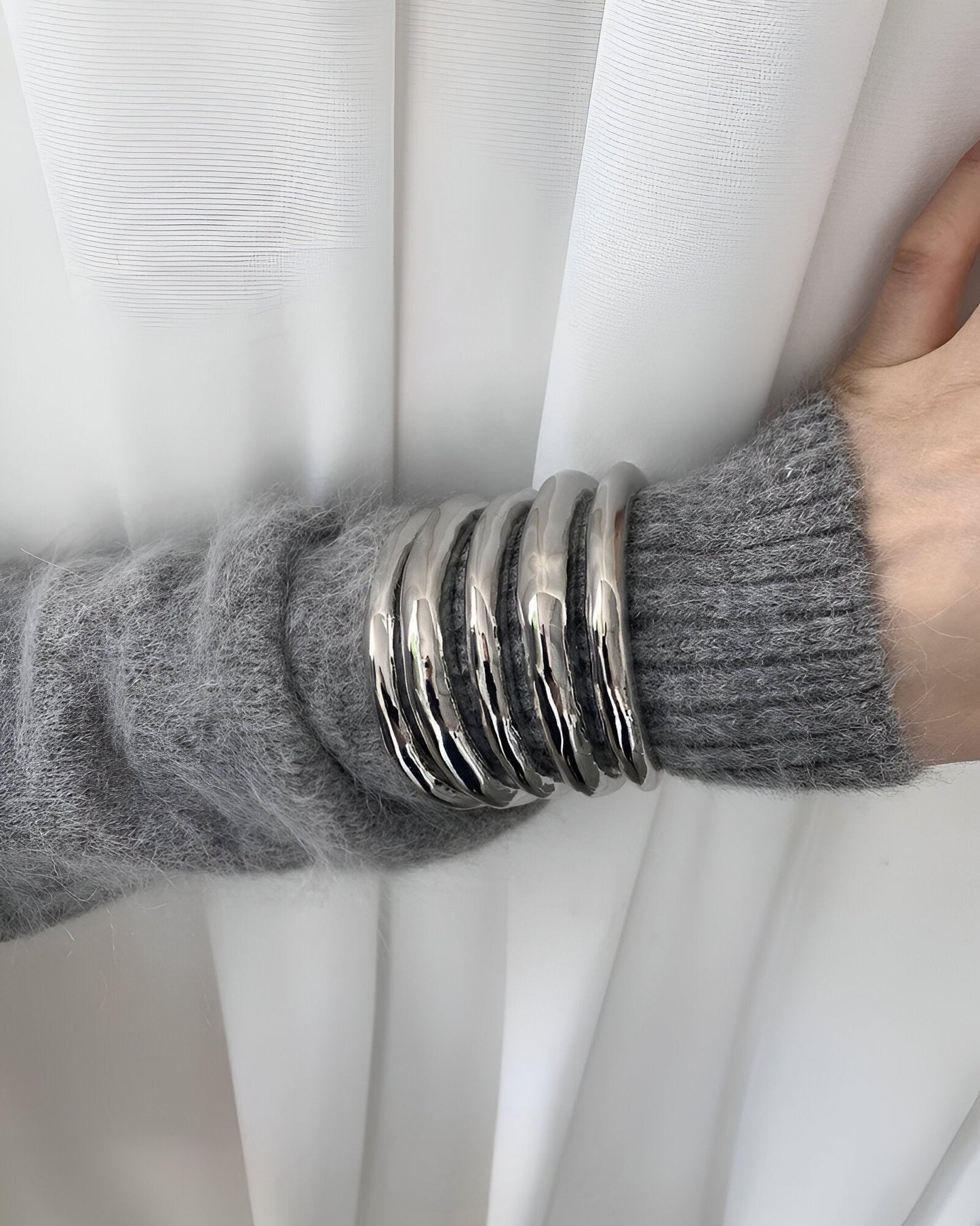 Chunky Rippled Metal Cuff Bracelet