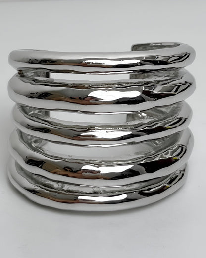 Chunky Rippled Metal Cuff Bracelet
