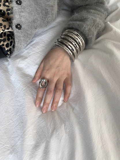 Chunky Rippled Metal Cuff Bracelet