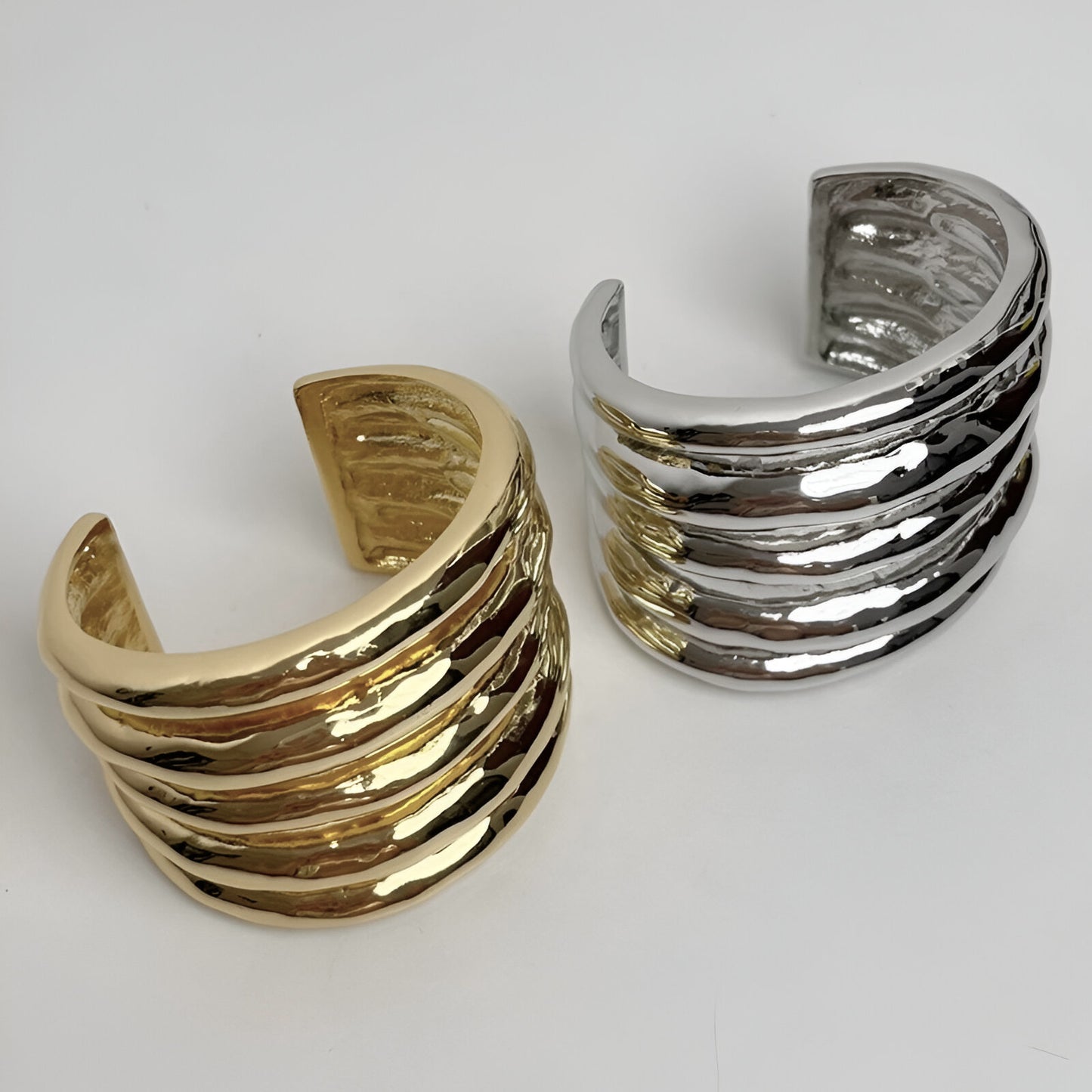 Chunky Rippled Metal Cuff Bracelet