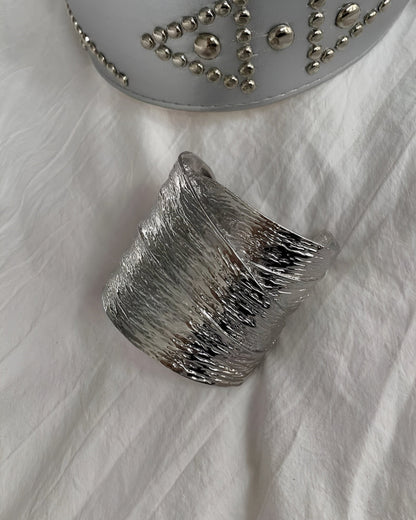 Textured Wide Cuff Sculptural Statement Bracelet