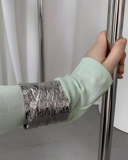 Textured Wide Cuff Sculptural Statement Bracelet