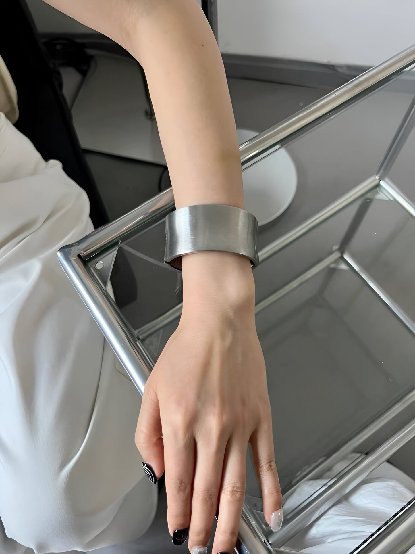 Minimalist Brushed Metal Cuff Bracelet