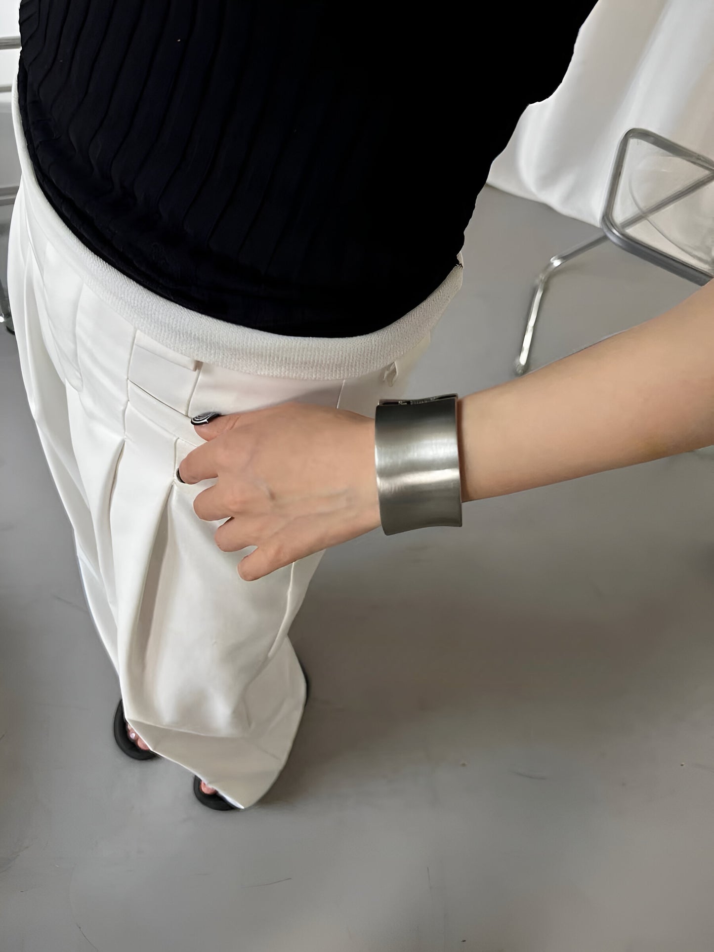 Minimalist Brushed Metal Cuff Bracelet