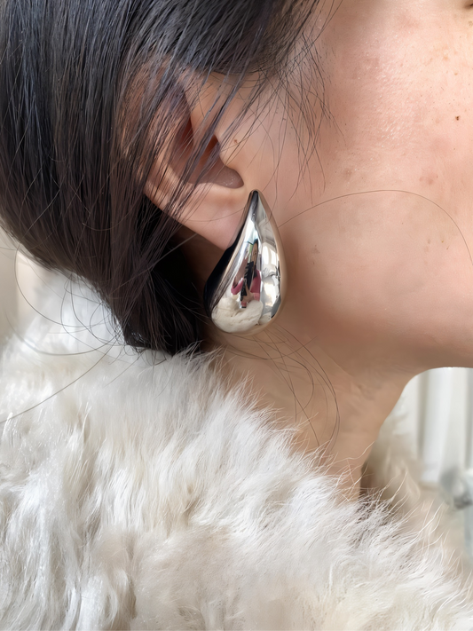 Minimalist Chrome Droplet Earrings