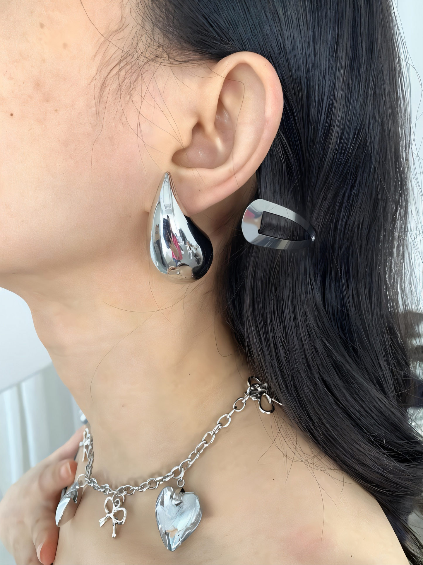 Minimalist Chrome Droplet Earrings
