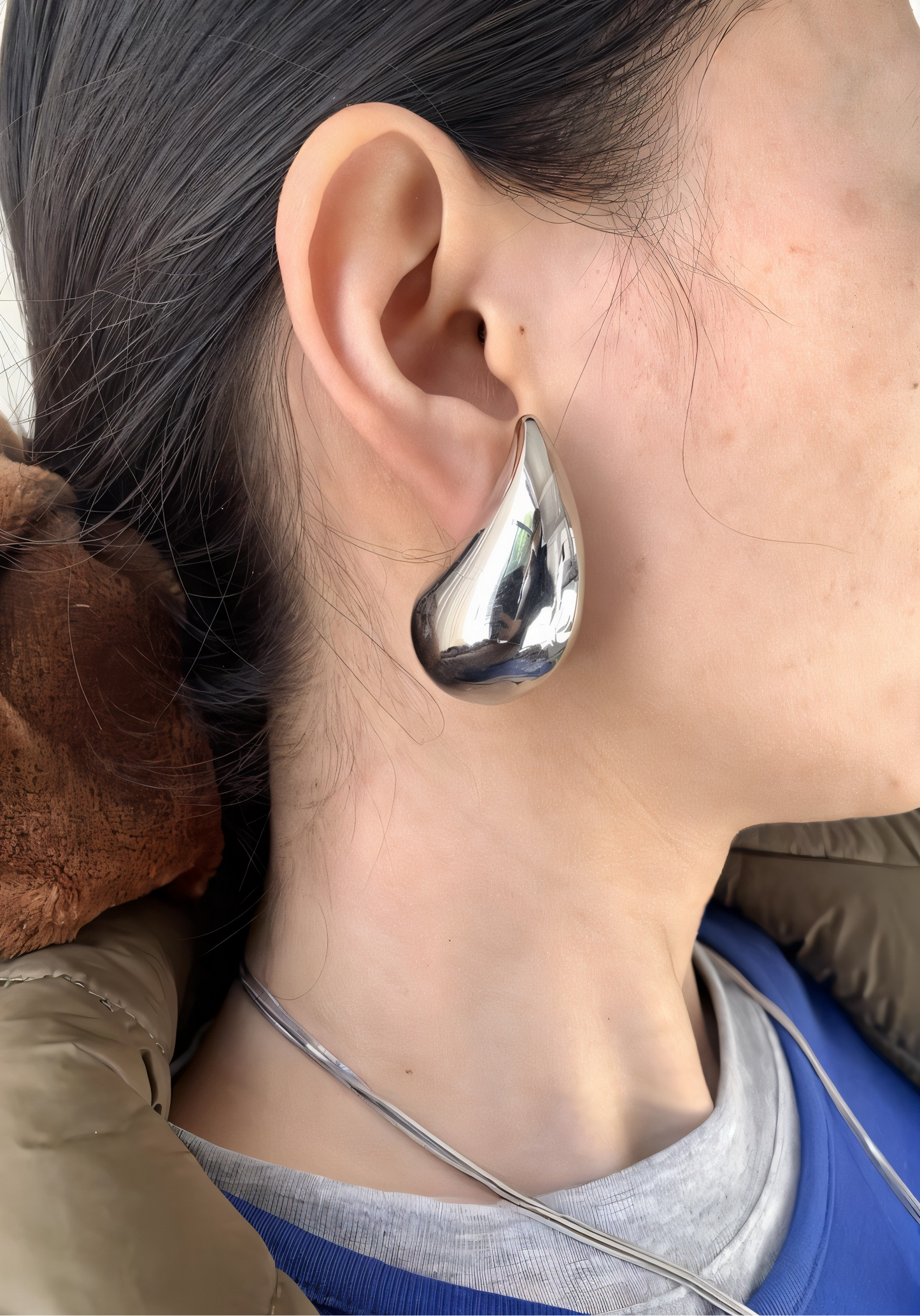 Minimalist Chrome Droplet Earrings