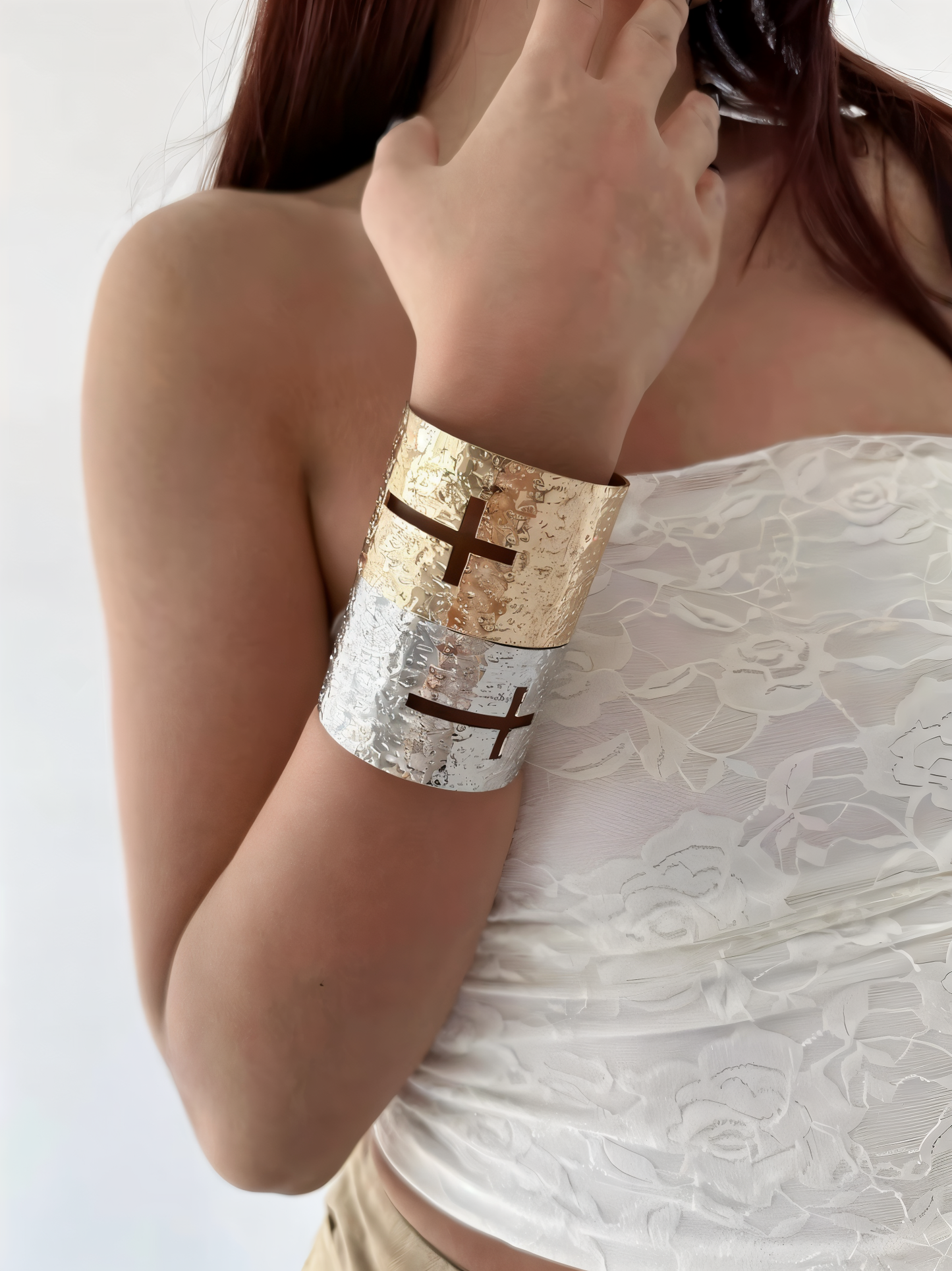 Cross Cutout Cuff Bracelet