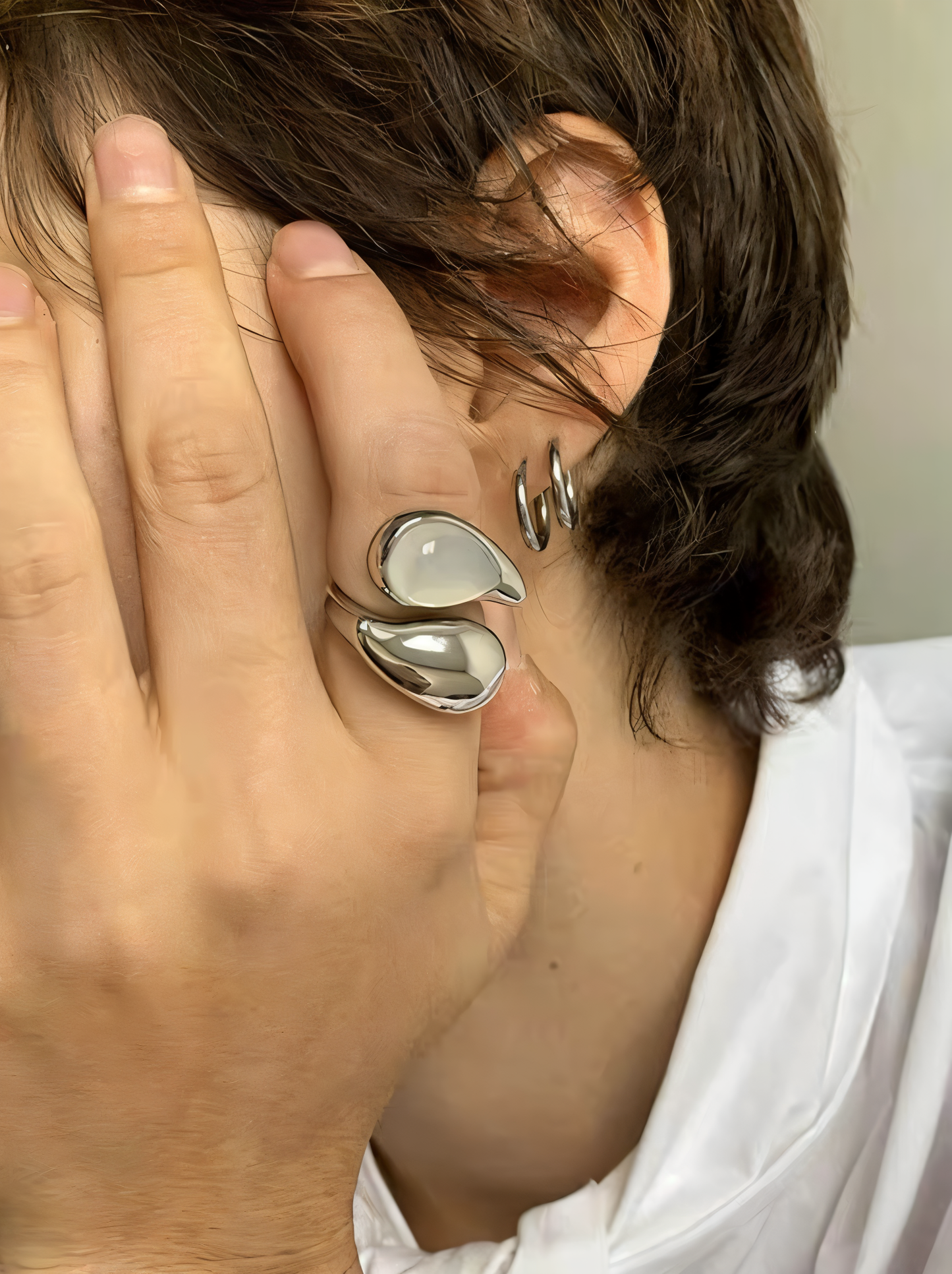 Minimalist Droplet Statement Ring