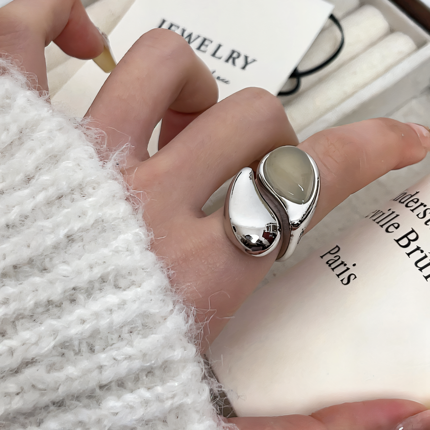 Minimalist Droplet Statement Ring