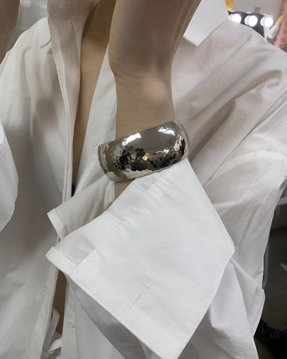 Hammered Metal Cuff Statement Bangle Bracelet