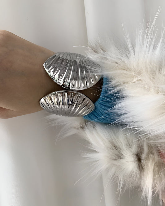 Textured Seashell Open Cuff Bracelet
